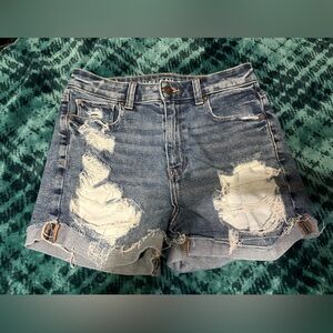 American Eagle Outfitters Blue Distressed Jean Shorts